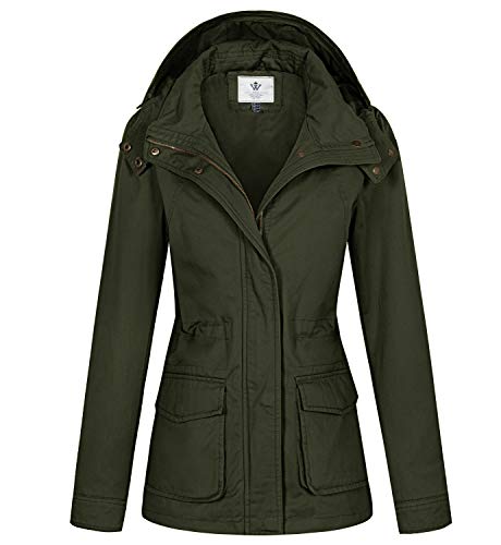 WenVen Women's Military Anorak Jacket Hoodie Lightweight Cotton Casual Coat - JOY2ESpree