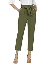 
                        
                          Load image into Gallery viewer, Freeprance Women's Pants Casual Trouser Paper Bag Pants Elastic Waist Slim Pockets
                        
                      