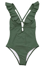 
                        
                          Cargar imagen en el visor de la galería, CUPSHE Women's One Piece Swimsuit Ruffle Deep V Neck Strappy Swimwear Bathing Suits
                        
                      