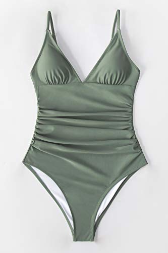 CUPSHE Women's One Piece Swimsuit Tummy Control V Neck Two Piece Bathing Suit