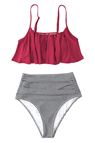 CUPSHE Women's High Waisted Falbala Bikini Set