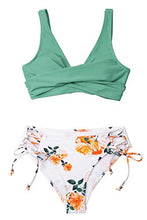 
                        
                          Load image into Gallery viewer, CUPSHE Women's Bikini Swimsuit Floral Print Lace Up Two Piece Bathing Suit
                        
                      
