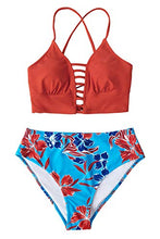
                        
                          Load image into Gallery viewer, CUPSHE Women’s Bikini Swimsuit Floral Print Lace Up Strappy Two Piece Bathing Suit
                        
                      