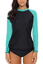 
                        
                          將圖片載入圖庫檢視器 CharmLeaks Women's Long Sleeve Rashguard UPF 50 Sun Protection Swimsuit Top Striped Swim Shirts
                        
                      