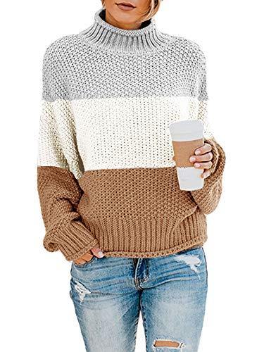 Saodimallsu Womens Turtleneck Oversized Sweaters Batwing Long Sleeve Pullover Loose Chunky Knit Jumper - JOY2ESpree