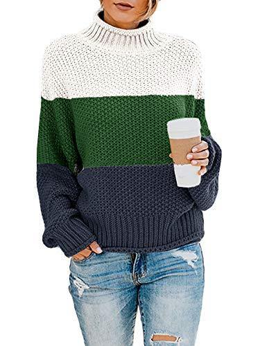 Saodimallsu Womens Turtleneck Oversized Sweaters Batwing Long Sleeve Pullover Loose Chunky Knit Jumper - JOY2ESpree