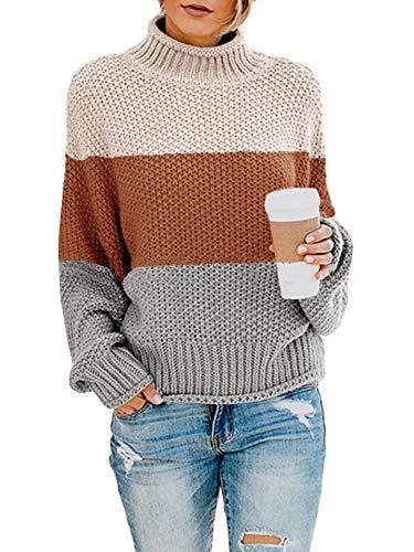Saodimallsu Womens Turtleneck Oversized Sweaters Batwing Long Sleeve Pullover Loose Chunky Knit Jumper - JOY2ESpree
