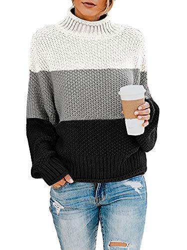 Saodimallsu Womens Turtleneck Oversized Sweaters Batwing Long Sleeve Pullover Loose Chunky Knit Jumper - JOY2ESpree