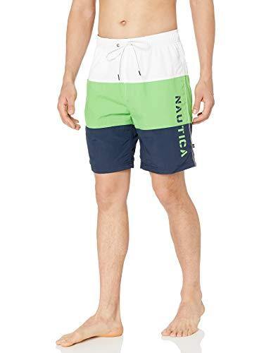 Nautica Men's Quick Dry Classic Logo Tri-Block Series Swim Trunk - JOY2ESpree