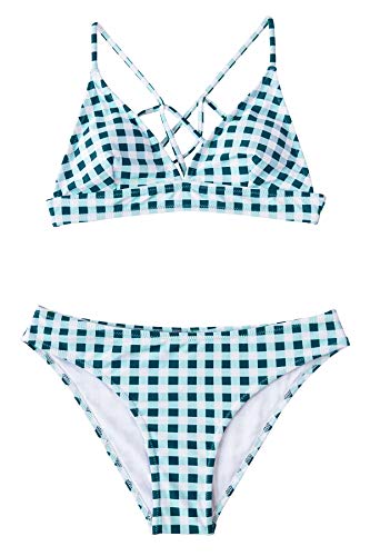 CUPSHE Women’s Bikini Swimsuit Stripe V Neck Back Cross Two Piece Bathing Suit
