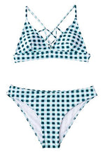 
                        
                          Load image into Gallery viewer, CUPSHE Women’s Bikini Swimsuit Stripe V Neck Back Cross Two Piece Bathing Suit
                        
                      