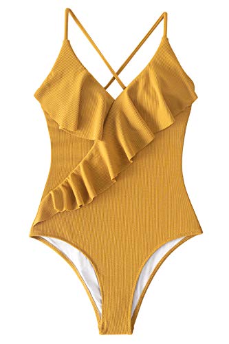 CUPSHE Women's One Piece Swimsuit Ruffle Wrap Textured Beach Swimwear Bathing Suits