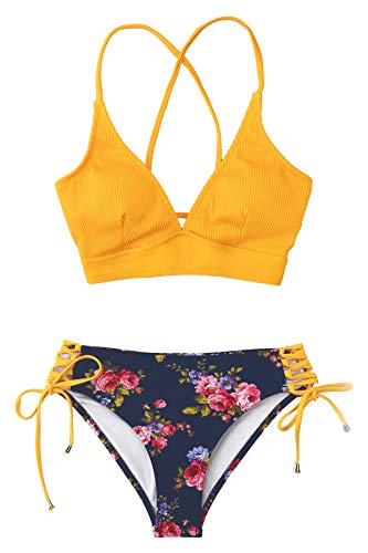 CUPSHE Women's Lace Up Bikini Swimsuit Adjustable Shoulder Straps Sets