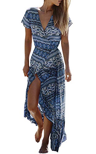 R.Vivimos Womens Summer Long Sleeve Cardigan Sexy Maxi Dresses