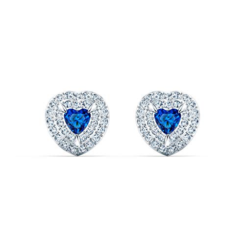 SWAROVSKI Women's One Heart Jewelry Collection, Rhodium Finish, Blue Crystals, Clear Crystals - JOY2ESpree
