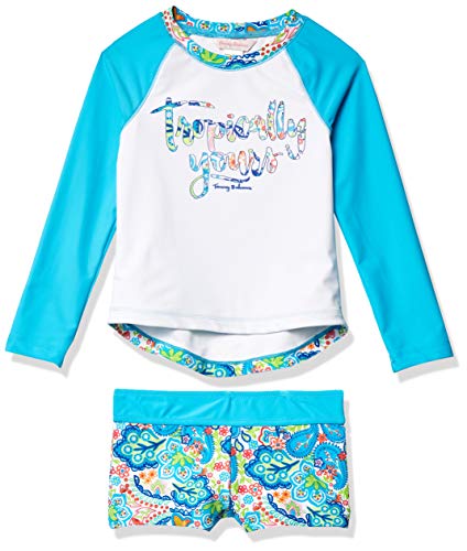 Tommy Bahama Girls' Long Sleeve 2-Piece Rashguard Swimsuit Bathing Suit