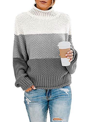 Saodimallsu Womens Turtleneck Oversized Sweaters Batwing Long Sleeve Pullover Loose Chunky Knit Jumper - JOY2ESpree