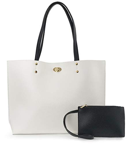 Minimalist Clean Cut Pebbled Faux Leather Tote Womens Shoulder Handbag