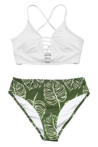CUPSHE Women’s Bikini Swimsuit Floral Print Lace Up Strappy Two Piece Bathing Suit