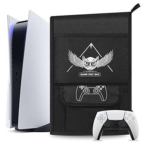 Esimen Sleeve Protective Case Dust Cover for PS5 Console /Playstation 5 Digital Edition ,PS5 Controller Cover Compatible with 12 Game Disc Pockets - JOY2ESpree