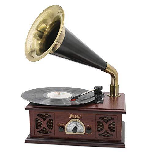 LP&NO.1 Record Player, Classic Bluetooth Turntable with USB Recording - JOY2ESpree