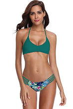 
                        
                          画像をギャラリービューアに読み込む, SHEKINI Women's Floral Printing Cutout Strappy Halter Swimsuits Bikini Suits
                        
                      
