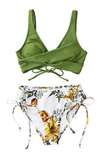 
                        
                          Load image into Gallery viewer, CUPSHE Women's Bikini Swimsuit Floral Print Lace Up Two Piece Bathing Suit
                        
                      