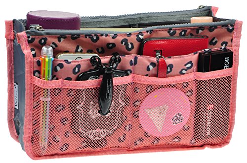 Vercord Purse Organizer Insert for Handbags Bag Organizers Inside Tote Pocketbook Women Nurse Nylon 13 Pockets Black Medium