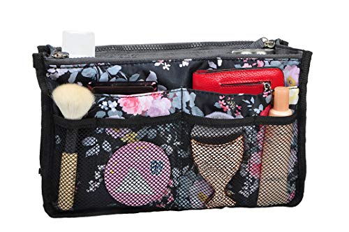 Vercord Purse Organizer Insert for Handbags Bag Organizers Inside Tote Pocketbook Women Nurse Nylon 13 Pockets Black Medium