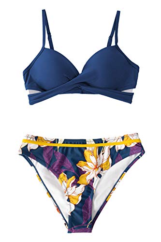 CUPSHE Women's Wrap Top Floral Bottom Bathing Suit Two Piece Sexy Swimsuit