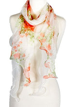 
                        
                          Load image into Gallery viewer, Double Layer Silk scarf, Floral Ruffle Silk Scarf, Summer scarf
                        
                      
