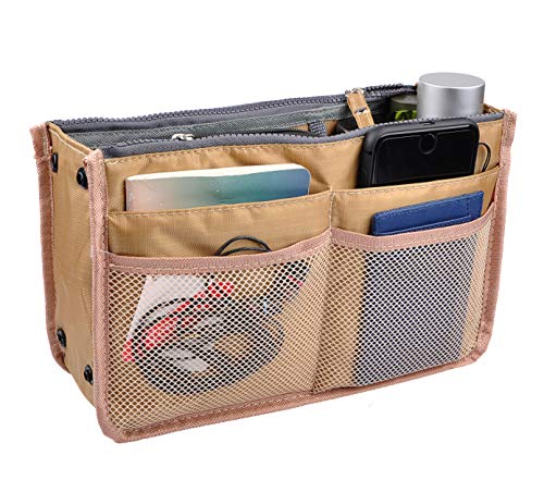 Vercord Updated Purse Handbag Organizer Insert Liner Bag in Bag 13 Pockets Purple Small