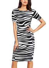 
                        
                          Load image into Gallery viewer, FORTRIC Women Printing Church Business Office Work Elegant Bodycon Pencil Dress
                        
                      