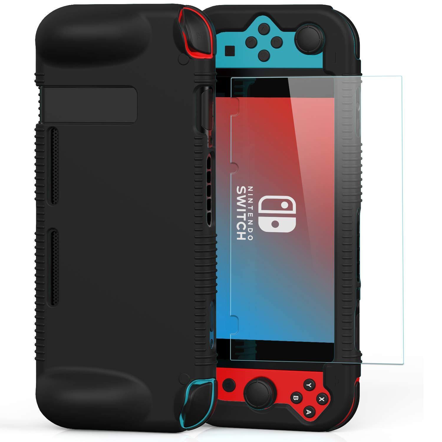 Semeving for Nintendo Switch Case with Tempered Glass Screen Protector for Boy/Girl/Men/Woman/Kids(Black with Screen Protector) … - JOY2ESpree