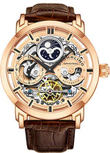 
                        
                          Muat gambar ke penampil Galeri, Stührling Original Mens Watch Stainless Steel Automatic, Skeleton Dial, Dual Time, AM/PM Sun Moon,Genuine Leather Strap 371 Watches for Men Series
                        
                      