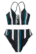 
                        
                          Load image into Gallery viewer, CUPSHE Women’s Bikini Swimsuit Floral Print Lace Up Strappy Two Piece Bathing Suit
                        
                      