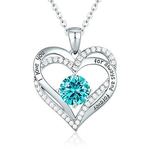 CDE Forever Love Heart Women Necklace 925 Sterling Silver Rose Gold Plated Birthstone Pendant Necklaces for Women - JOY2ESpree