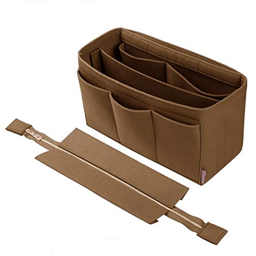 Purse Organizer Insert, Bag Organizer with NEW Detachable Zipper cover, fits Speedy Neverful, St Lious, Tote, 5 Size