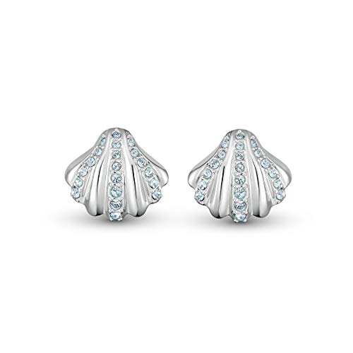 SWAROVSKI Women's Shell Jewelry Collection, Rhodium Finish, Aqua Blue Crystals - JOY2ESpree