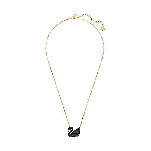 SWAROVSKI Women's Iconic Swan Jewelry Collection, Rose Gold Tone Finish, Black Crystals - JOY2ESpree