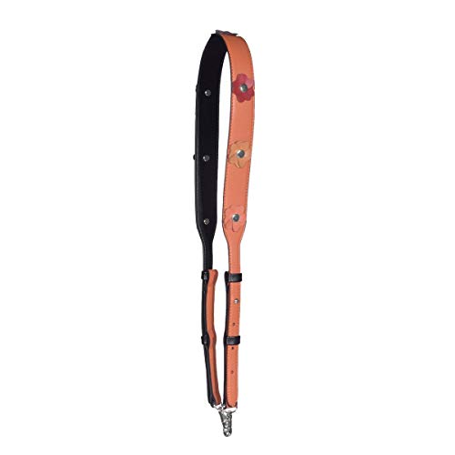 Beaulegan Wide Studded Flower Leather Purse Strap Replacement - Adjustable for Shoulder Crossbody Bag (Black/Gold Clasp)