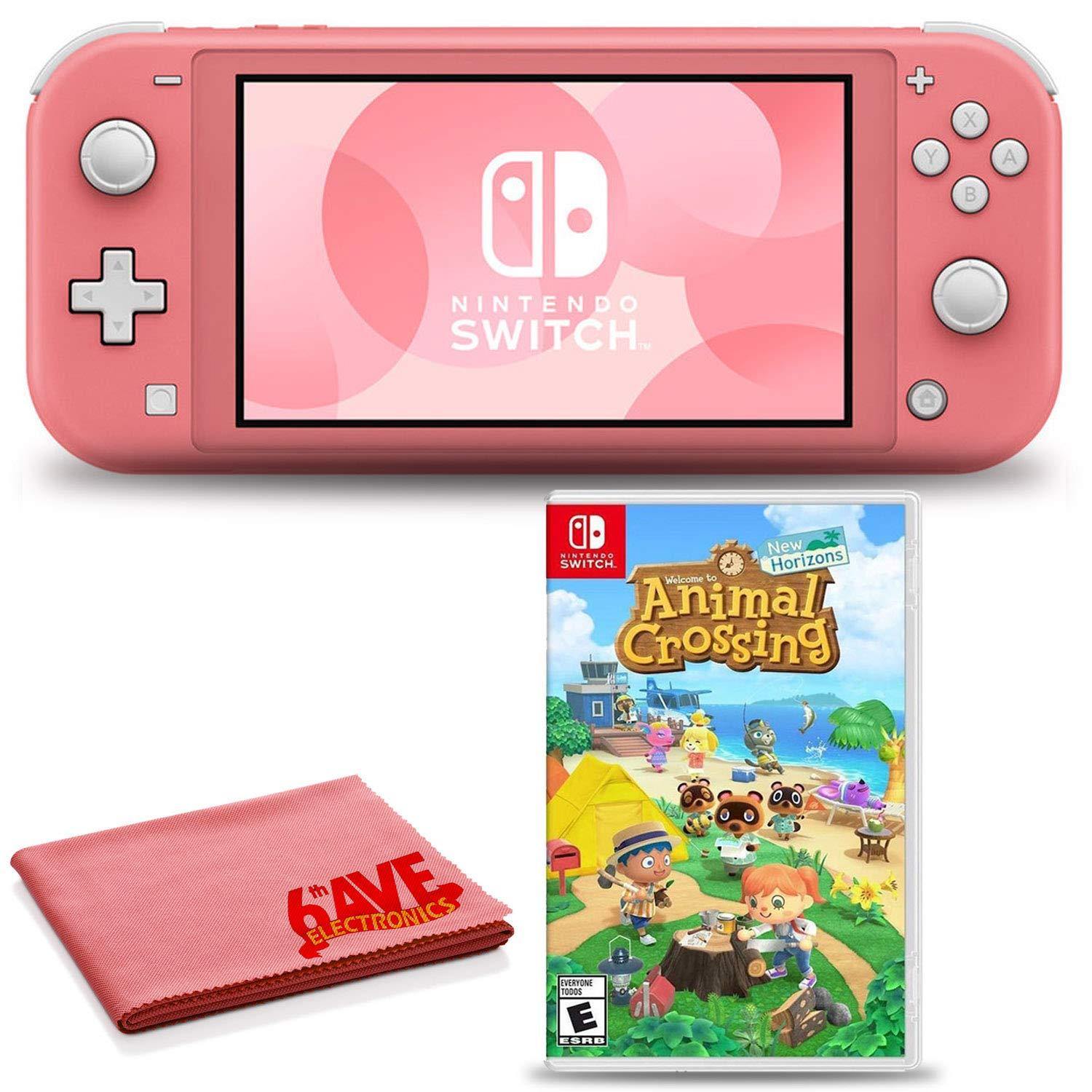 Nintendo Switch Lite (Turquoise) Console Bundle with Animal Crossing: New Horizons and 6Ave Cleaning Cloth - JOY2ESpree