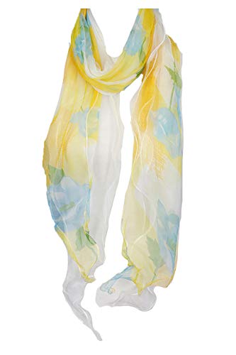 Double Layer Silk scarf, Floral Ruffle Silk Scarf, Summer scarf
