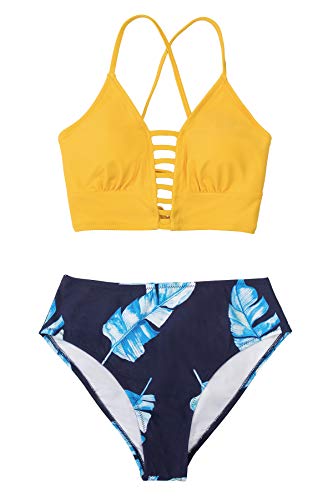 CUPSHE Women’s Bikini Swimsuit Floral Print Lace Up Strappy Two Piece Bathing Suit