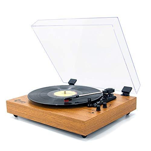 Retro Record Player for 33/45/78 RPM Vinyl Records,Bluetooth Belt-Drive Turntable - JOY2ESpree