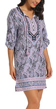 
                        
                          Load image into Gallery viewer, Women Bohemian Neck Tie Vintage Printed Ethnic Style Summer Shift Dress
                        
                      