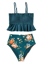 
                        
                          Muat gambar ke penampil Galeri, CUPSHE Women's High Waist Bikini Swimsuit Ruffle Smock Floral Print Two Piece Bathing Suit
                        
                      