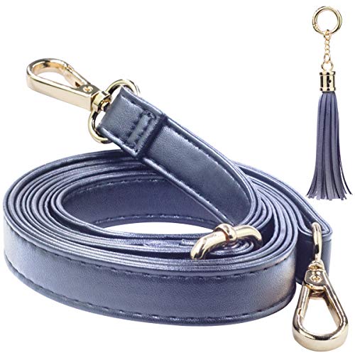 SUPXINJIA Leather Purse Strap Replacement - Adjustable for Handbags Crossbody or Shoulder Bags 34-59 Inch Long, 0.7 Inch Wide, Black with Gold Clasp