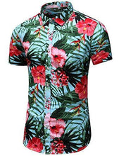 
                        
                          Load image into Gallery viewer, LEFTGU Men's Slim fit Floral Printed Beach Hawaiian Button-Down Dress Shirt
                        
                      