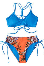 
                        
                          Load image into Gallery viewer, CUPSHE Women's Back Braided Straps Reversible Bottom Strappy Lace Up Bikini Sets
                        
                      